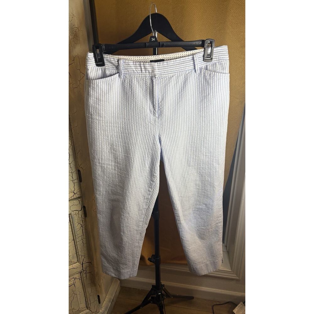 Talbots Women's Striped Perfect Crop Seersucker Nautical Pants Size 10 Resort - Picture 2 of 6
